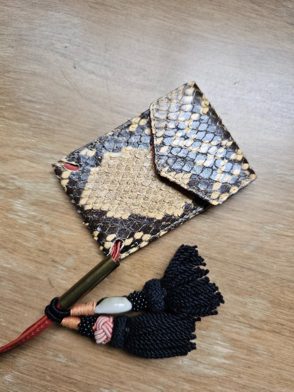 Dries Van Noten Leather Snakeskin Cowrie Beaded Necklace LN